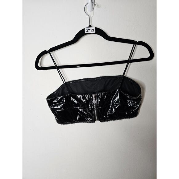 I. Am. Gia. Black Isla Patent Leather Bralette Spaghetti-Strap Zipper Detail XS - Picture 4 of 9